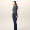 Blue Cotton Bootcut Fit Jeans