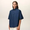 Blue Cotton Boxy Embroidered Ami De Coeur Blue Cotton Boxy Embroidered Ami De Coeur
