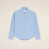 Blue Cotton Boxy Embroidered Ami De Coeur Shirt Blue Cotton Boxy Embroidered Ami De Coeur Shirt