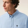 Blue Cotton Boxy Embroidered Ami De Coeur Shirt Blue Cotton Boxy Embroidered Ami De Coeur Shirt