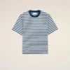 Blue Cotton Boxy Fit Mariniere Ami De Coeur T-Shirt