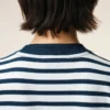 Blue Cotton Boxy Fit Mariniere Ami De Coeur T-Shirt