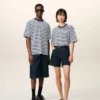 Blue Cotton Boxy Fit Mariniere Ami De Coeur T-Shirt