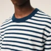 Blue Cotton Boxy Fit Mariniere Ami De Coeur T-Shirt