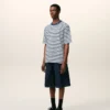 Blue Cotton Boxy Fit Mariniere Ami De Coeur T-Shirt