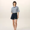 Blue Cotton Boxy Fit Mariniere Ami De Coeur T-Shirt