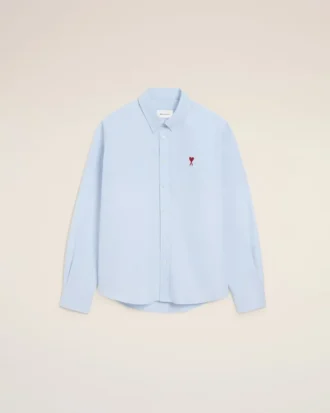 Blue Cotton Classic Long Sleeve Shirt Button Down Collar with Embroidered Adc