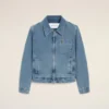 Blue Cotton Contrasted Ami De Coeur Zipped Jacket Blue Cotton Contrasted Ami De Coeur Zipped Jacket