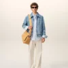 Blue Cotton Contrasted Ami De Coeur Zipped Jacket Blue Cotton Contrasted Ami De Coeur Zipped Jacket
