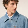 Blue Cotton Contrasted Ami De Coeur Zipped Jacket Blue Cotton Contrasted Ami De Coeur Zipped Jacket