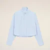 Blue Cotton Cropped Embossed Ami De Coeur Shirt
