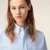 Blue Cotton Cropped Embossed Ami De Coeur Shirt
