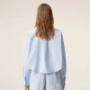 Blue Cotton Cropped Embossed Ami De Coeur Shirt