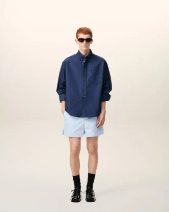 blue cotton elasticated shorts 2 330x413 - Blue Cotton Elasticated Shorts