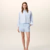 Blue Cotton Elasticated Shorts Blue Cotton Elasticated Shorts