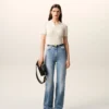 Blue Cotton Flare Fit Jeans