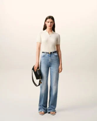 Blue Cotton Flare Fit Jeans