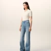 Blue Cotton Flare Fit Jeans