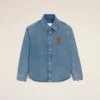Blue Cotton Knitted Ami De Coeur Overshirt