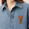 Blue Cotton Knitted Ami De Coeur Overshirt