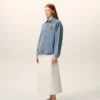 Blue Cotton Knitted Ami De Coeur Overshirt