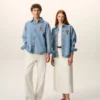 Blue Cotton Knitted Ami De Coeur Overshirt