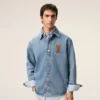 Blue Cotton Knitted Ami De Coeur Overshirt