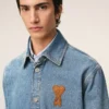 Blue Cotton Knitted Ami De Coeur Overshirt