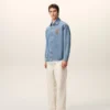 Blue Cotton Knitted Ami De Coeur Overshirt