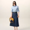 Blue Cotton Long Skirt