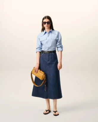 Blue Cotton Long Skirt