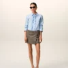 Blue Cotton Long Sleeve Ruffled Adjusted Shirt