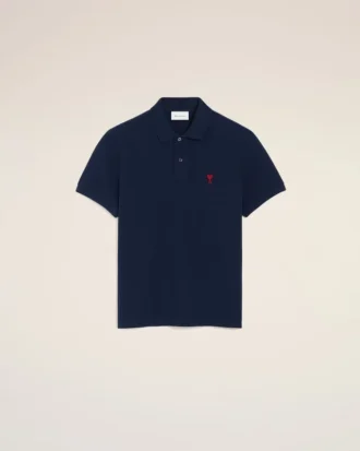 Blue Cotton Red Ami De Coeur Polo Shirt