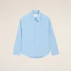Blue Cotton Sharp Collar Ami De Coeur Wide Shirt Blue Cotton Sharp Collar Ami De Coeur Wide Shirt
