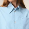 Blue Cotton Sharp Collar Ami De Coeur Wide Shirt Blue Cotton Sharp Collar Ami De Coeur Wide Shirt