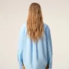 Blue Cotton Sharp Collar Ami De Coeur Wide Shirt Blue Cotton Sharp Collar Ami De Coeur Wide Shirt