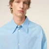 Blue Cotton Sharp Collar Ami De Coeur Wide Shirt Blue Cotton Sharp Collar Ami De Coeur Wide Shirt
