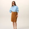 Blue Cotton Sharp Collar Ami De Coeur Wide Shirt Blue Cotton Sharp Collar Ami De Coeur Wide Shirt
