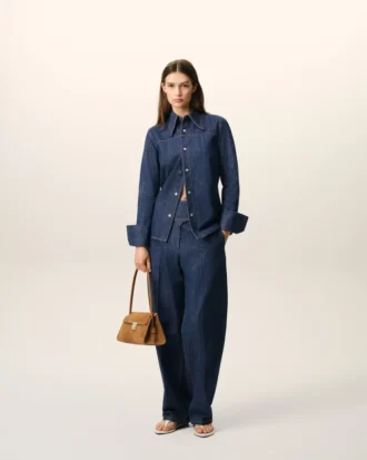 Blue Cotton Sharp Collar Shirt