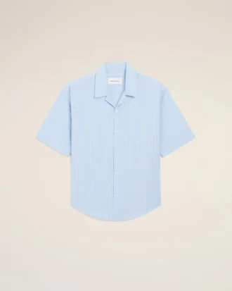 Blue Cotton Short Sleeve Ami De Coeur Boxy Shirt Blue Cotton Short Sleeve Ami De Coeur Boxy Shirt