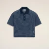 Blue Cotton Striped Ami De Coeur Polo Blue Cotton Striped Ami De Coeur Polo