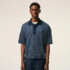 Blue Cotton Striped Ami De Coeur Polo Blue Cotton Striped Ami De Coeur Polo