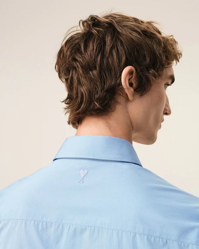 Blue Cotton Tailor Embroidered Ami De Coeur Shirt Blue Cotton Tailor Embroidered Ami De Coeur Shirt
