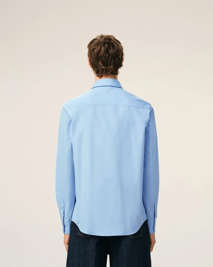 Blue Cotton Tailor Embroidered Ami De Coeur Shirt Blue Cotton Tailor Embroidered Ami De Coeur Shirt