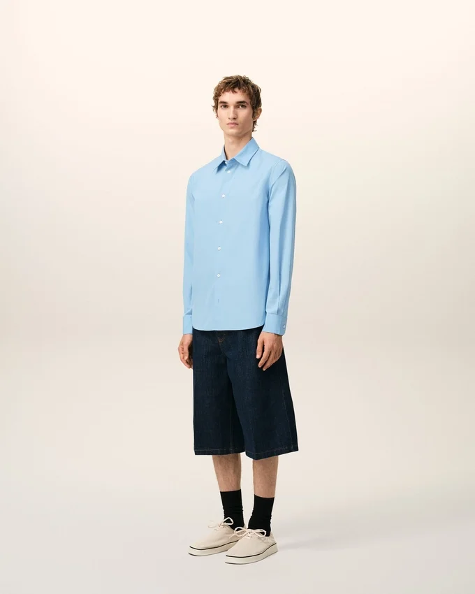 Blue Cotton Tailor Embroidered Ami De Coeur Shirt Blue Cotton Tailor Embroidered Ami De Coeur Shirt