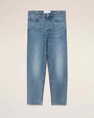 Blue Cotton Tapered Fit Jeans