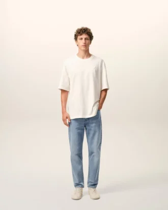 Blue Cotton Tapered Fit Jeans
