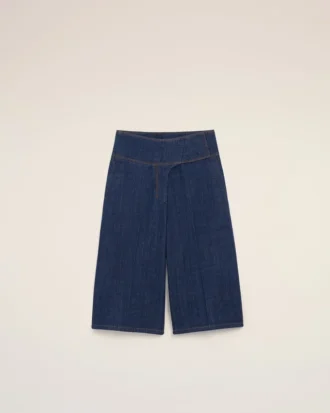Blue Cotton Wrapped Belted Bermuda Shorts