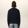 Blue Wool Cardigan with Contrasted Ami De Coeur