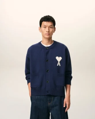 Blue Wool Crewneck Ami De Coeur Cardigan